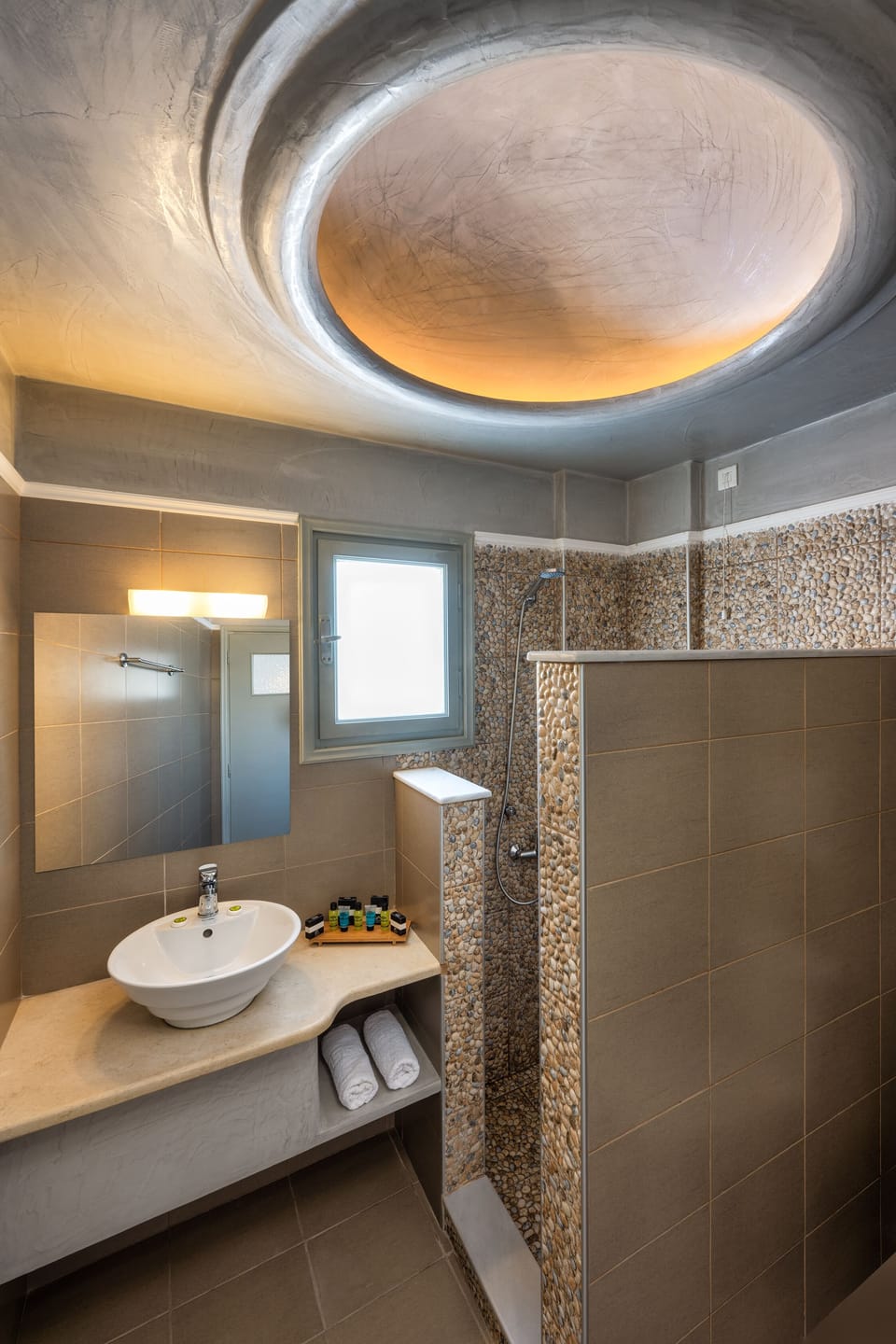 Double Room, Pool View | Bathroom | Shower, designer toiletries, hair dryer, bathrobes