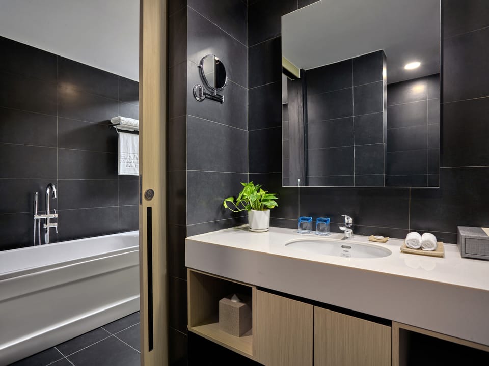 Premium Deluxe Room | Bathroom | Rainfall showerhead, free toiletries, hair dryer, bathrobes