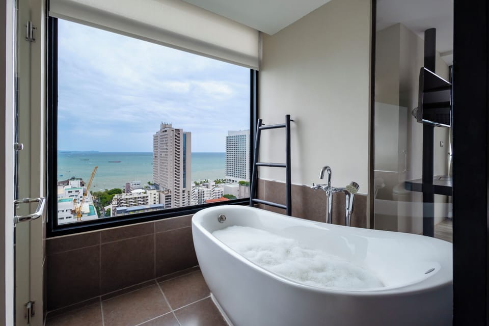Studio Ocean View 2 Singles | Bathroom | Designer toiletries, hair dryer, bathrobes, slippers