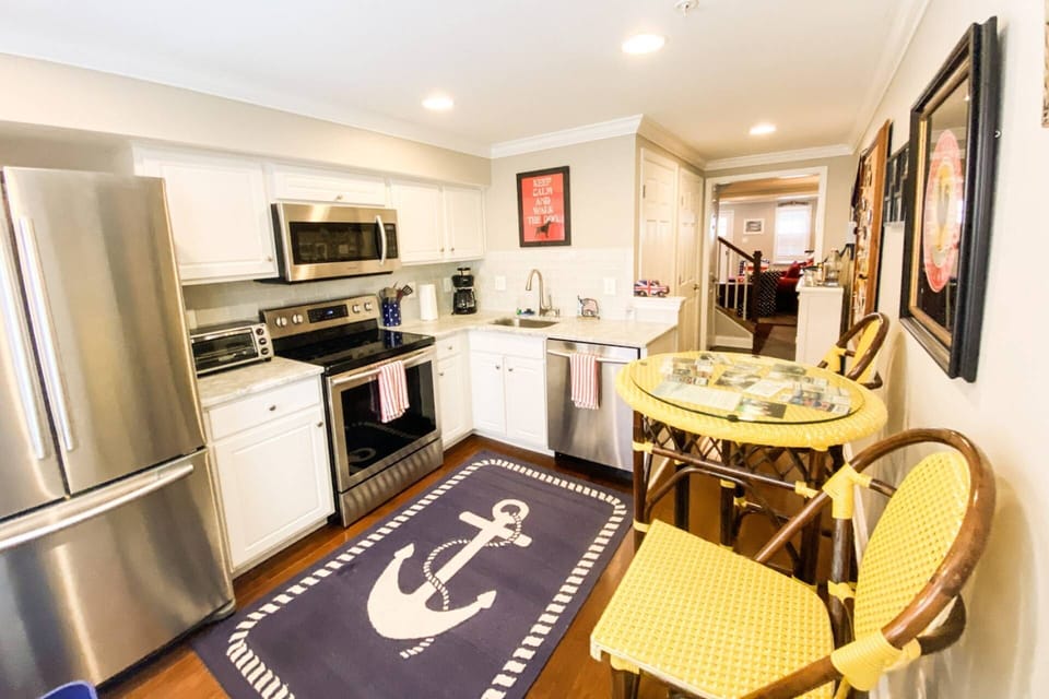 The Navy theme is evident throughout the home - even in the kitchen!