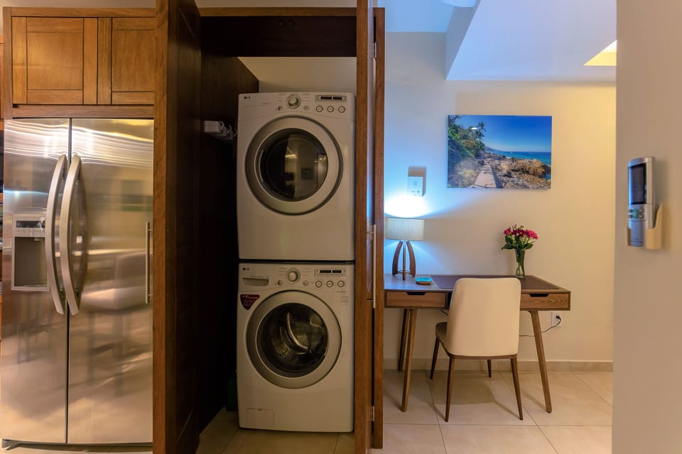 Full washing and drying unit available in the apartment.