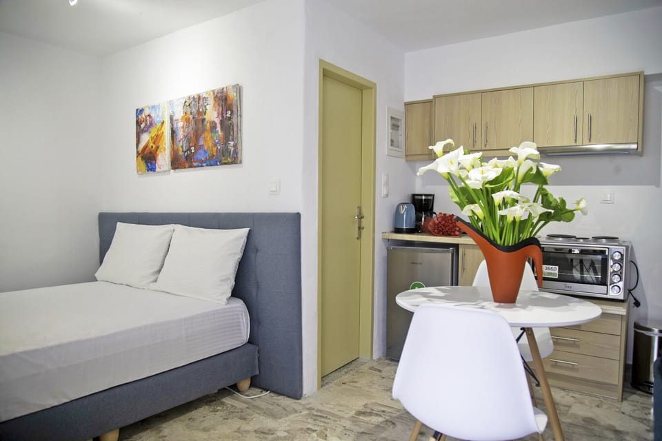 Comfortable bedroom of Cozy Studio for 4,Areopoli,Mani,Near Amenities & Beaches