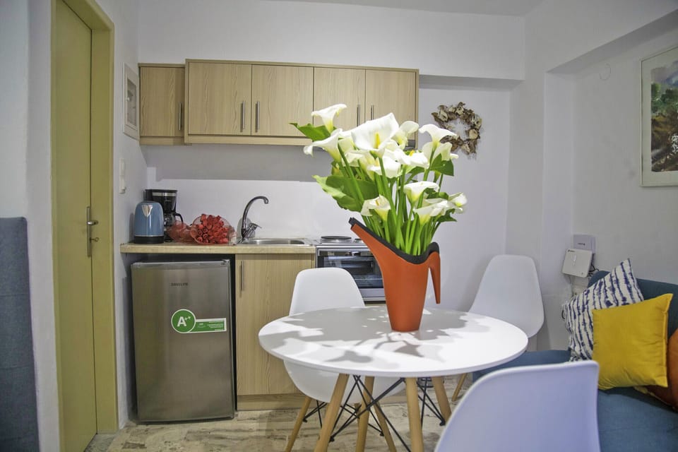 Kitchen of Cozy Studio for 4,Areopoli,Mani,Near Amenities & Beaches