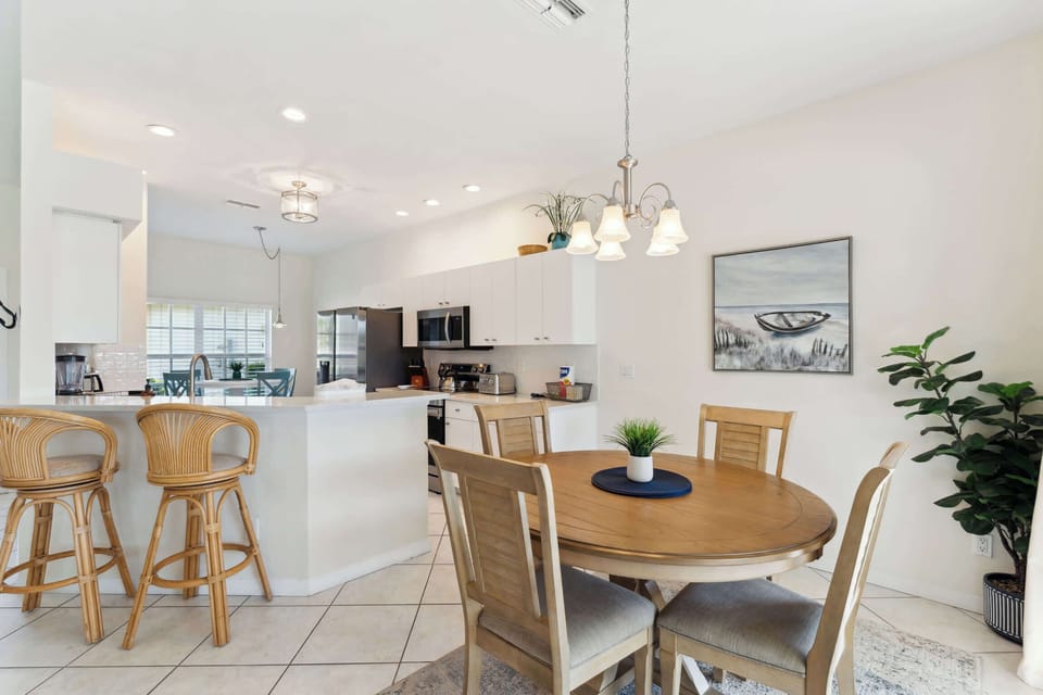 The open concept floor plan is casual but allows privacy in the bedrooms 