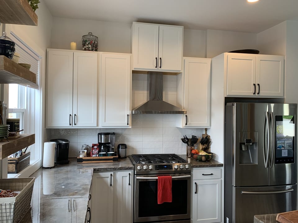 Fully stocked kitchen.