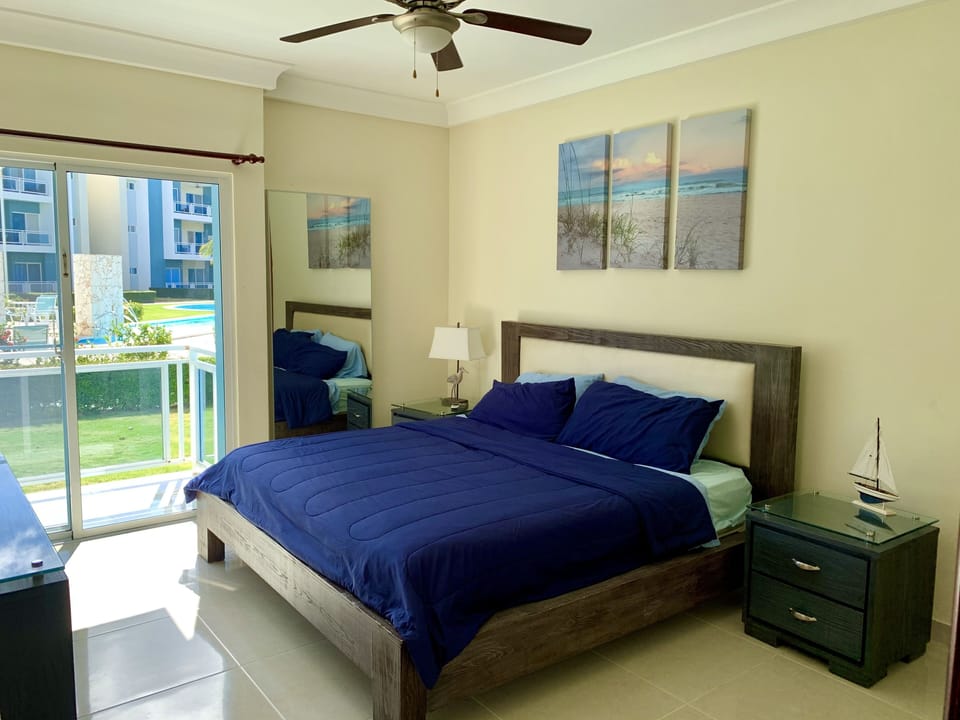 Master bedroom with King bed, TV , and AC