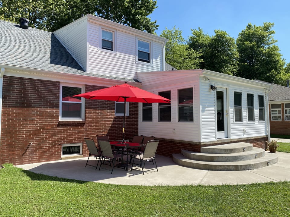 Patio & entry from parking area
