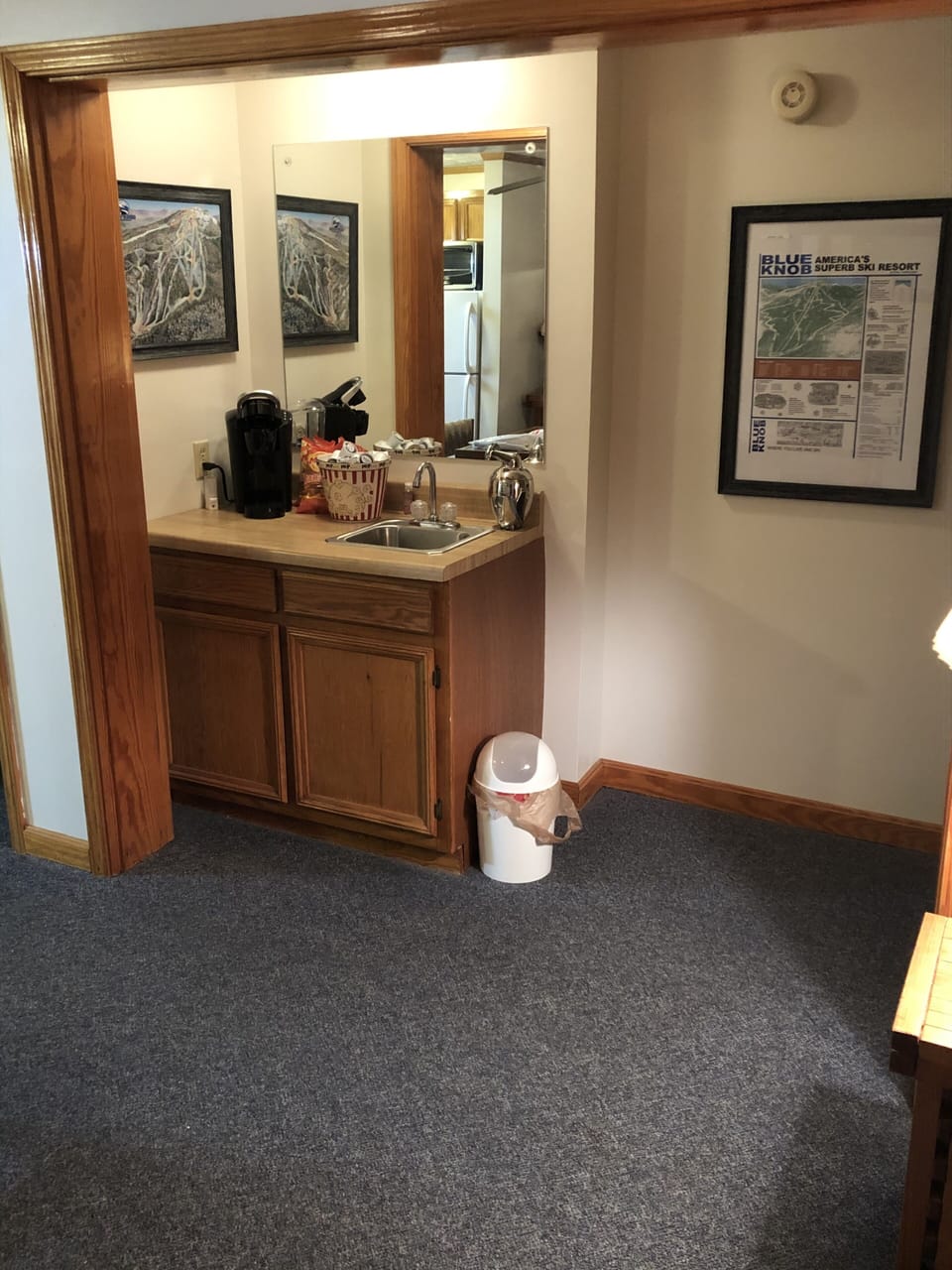 Wet Coffee Bar & Prep Area. Keurig and Regular Coffee Maker