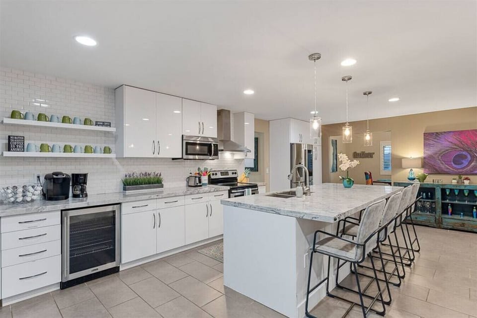 Bright, updated kitchen with a big island that’s great for cooking and hanging out.