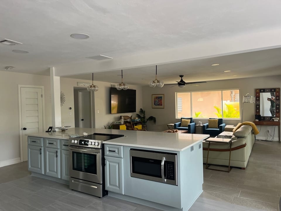 Open layout to living room