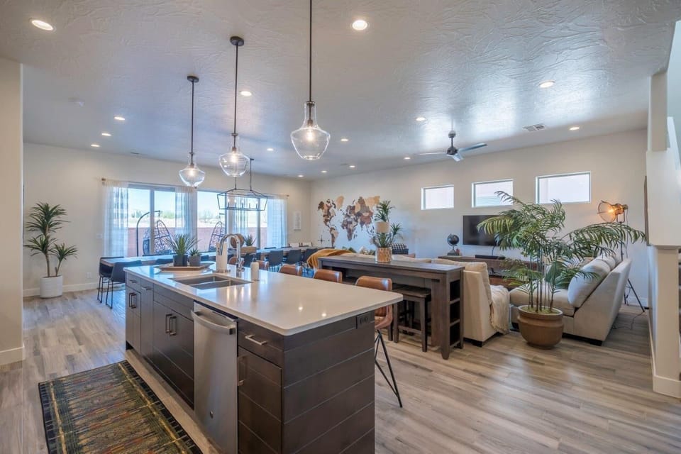 Open concept main floor living spaces allow groups to gather easily