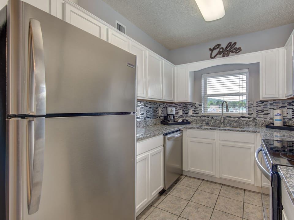 Room for Extras - The spacious cabinets and fridge have lots of room for supplies, and all the cookware, dishes and utensils you’ll need.