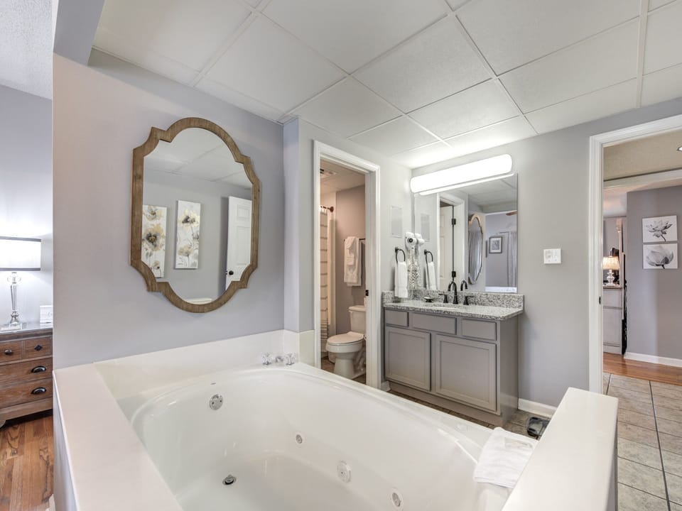 Extra Convenience - Separate from the shower, the vanity and bathtub make it easy for two to get ready at the same time.