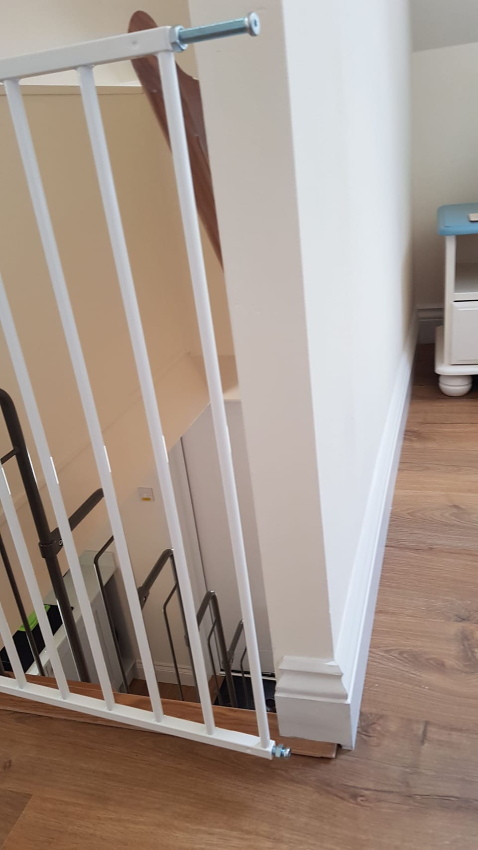 Upper stair gate if required (behind chest if not fitted on your arrival)