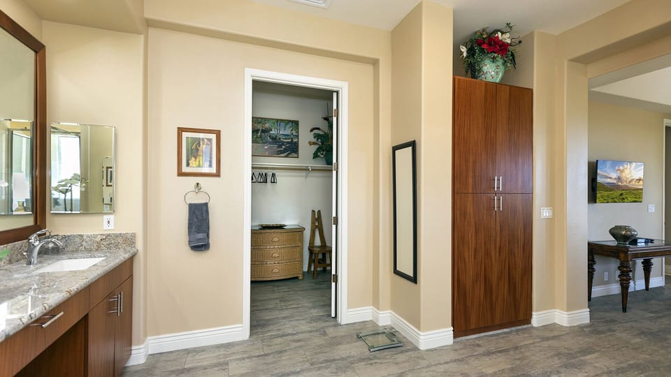 Large walk-in closet and linen closet