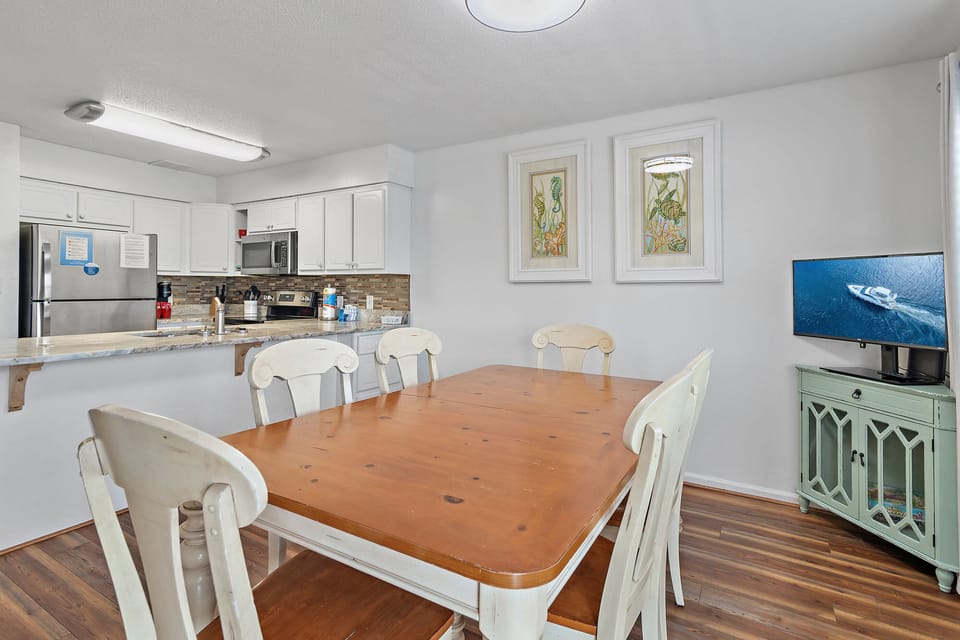 Large kitchen area and dining