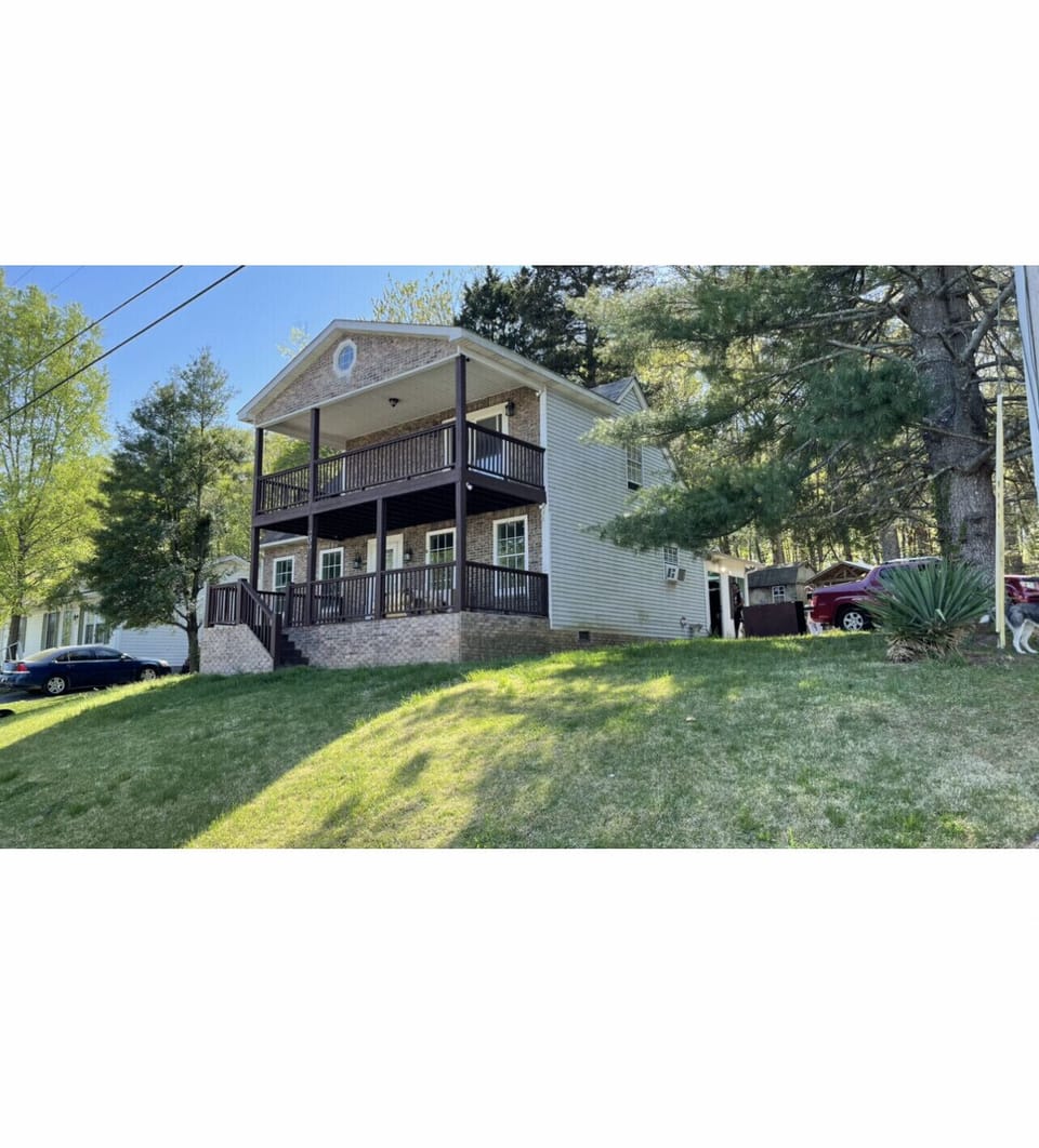 Unique two story house with two front porches. 