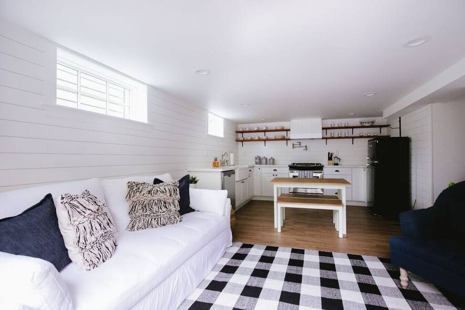 This living space is functional and great for cooking, eating meals and relaxing.