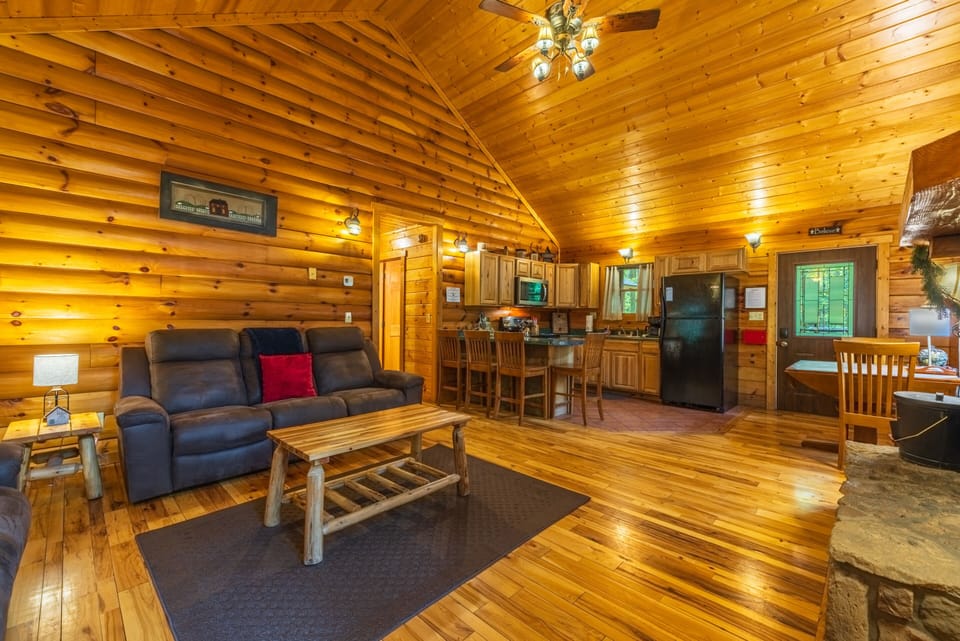Living Room Couch and Kitchen, from Glider Chair area - Leaning Tree