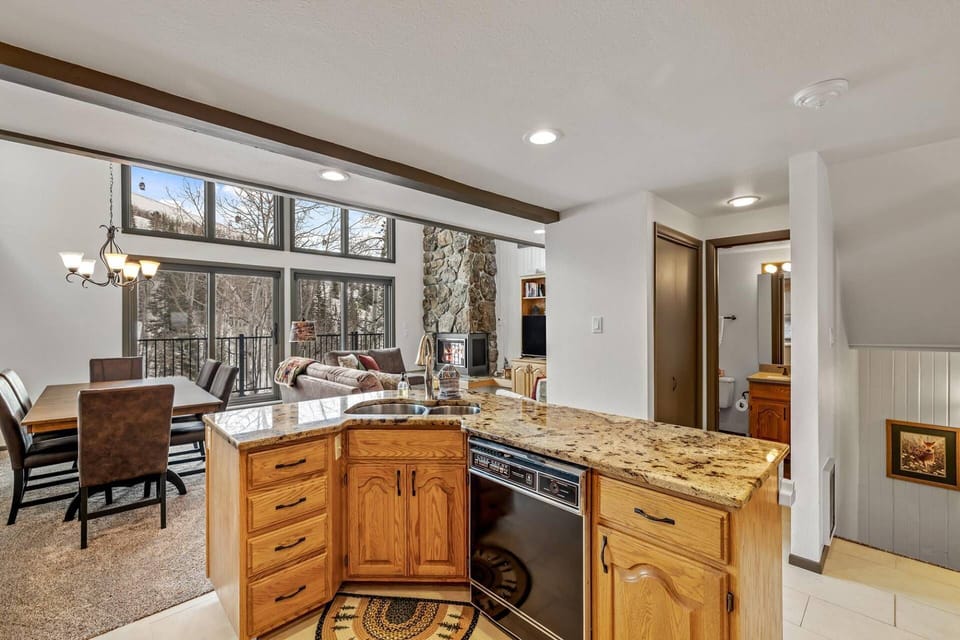 Dine with a view! The large windows showcase the beautiful mountain setting.