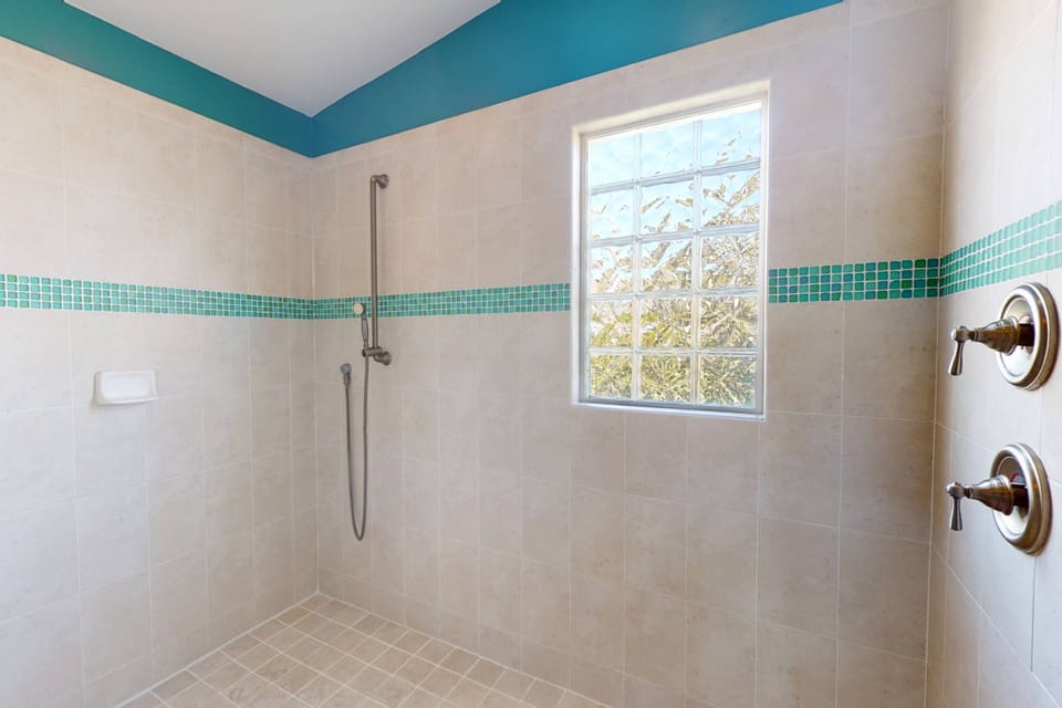 A huge walk in shower makes the master ensuite feel extra luxurious
