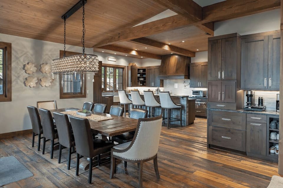 Open concept floor plan leads into the dining room & kitchen
