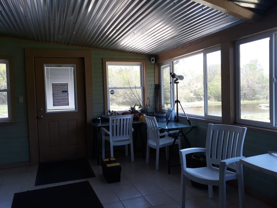 Observation Room looking toward pond and pool.