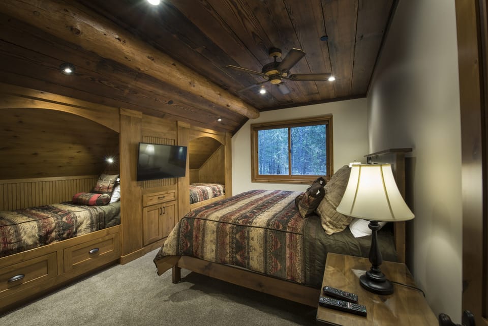 King Bed and Two Twin Cubby Beds in First Upstairs Guest Bedroom