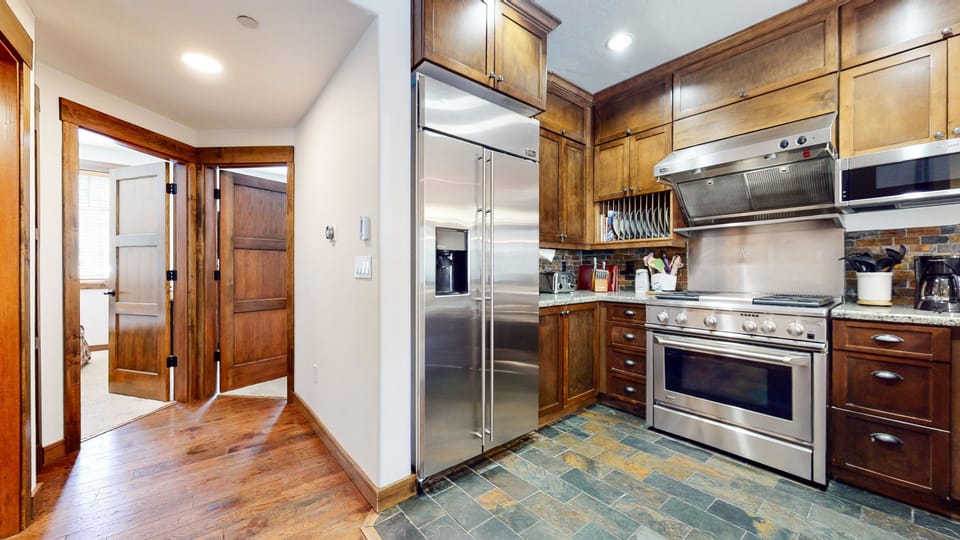 Indoors, Kitchen, Floor, Refrigerator, Flooring