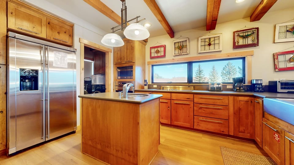 Indoors, Kitchen, Hardwood, Refrigerator, Sink