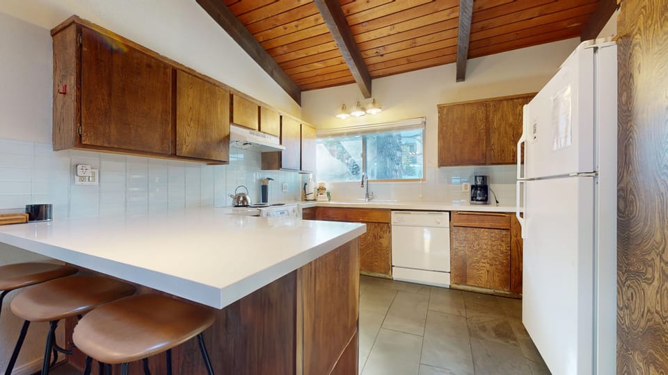 Indoors, Kitchen, Refrigerator, Hardwood, Sink