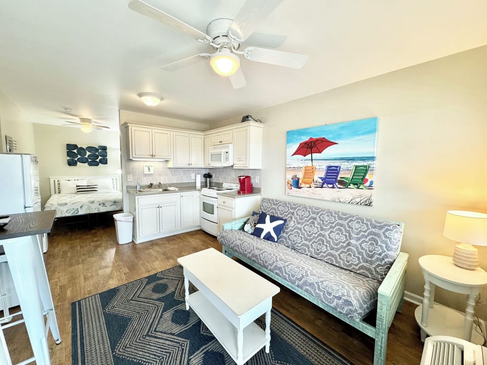 300 sqft studio unit with kitchen.