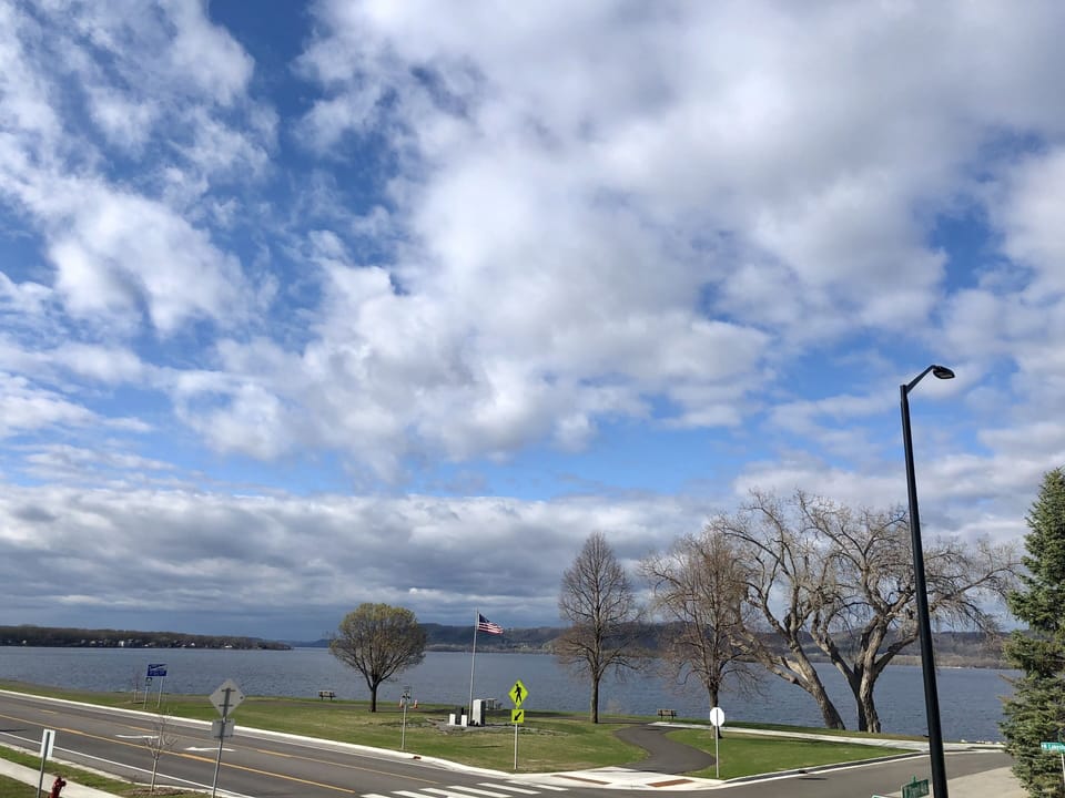 Stunning view from the deck. Walking path takes you along the lake to the marina