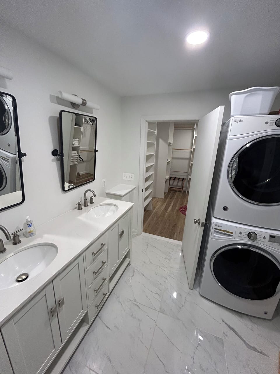 Large closet and laundry in king master suite