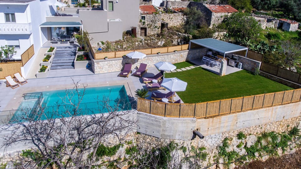 Bird's eye view of Exceptional modern villa,Private pool,Near amenities,Beach,Rethymno,Crete