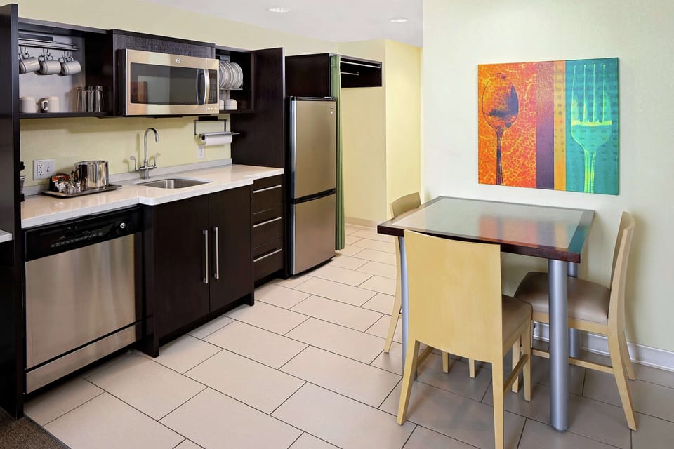 Suite, 1 King Bed, Accessible, Non Smoking | Private kitchen | Full-size fridge, microwave, stovetop, dishwasher