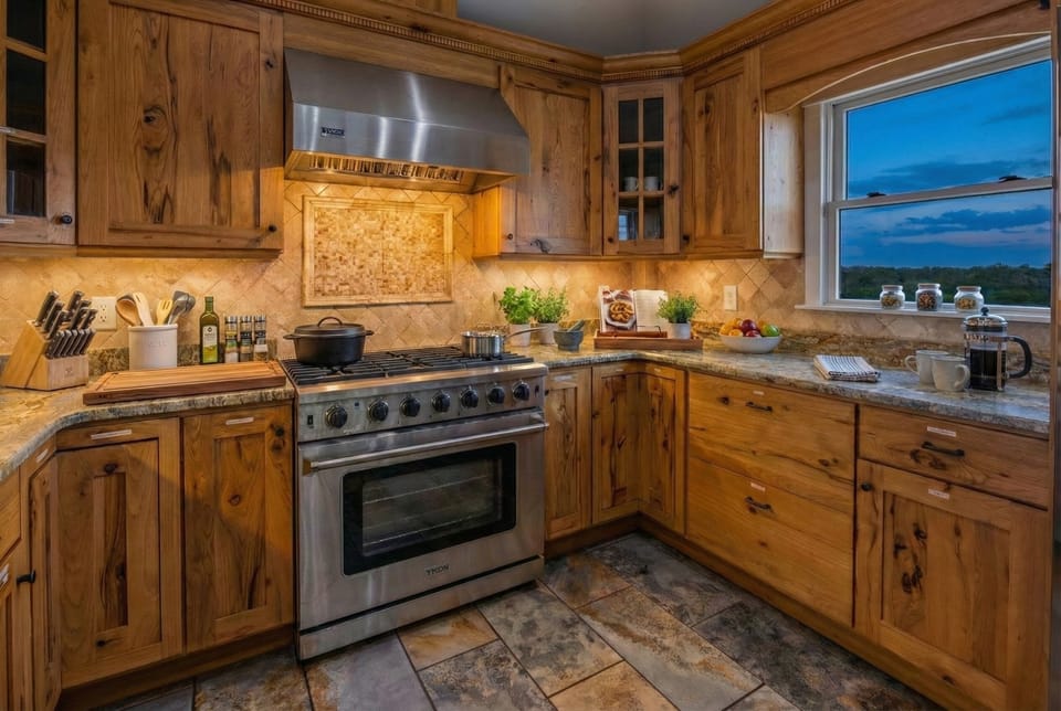 Kitchen and dining integration — seamless flow between culinary preparation and casual dining for effortless group meals