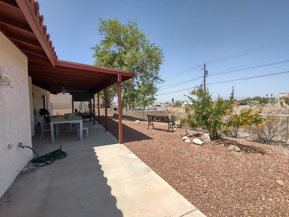 fenced backyard