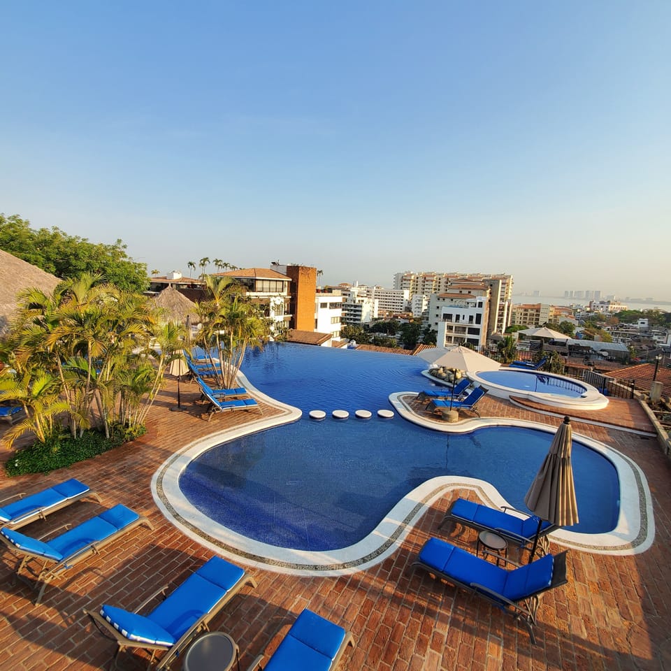 Lounge chairs by the pool