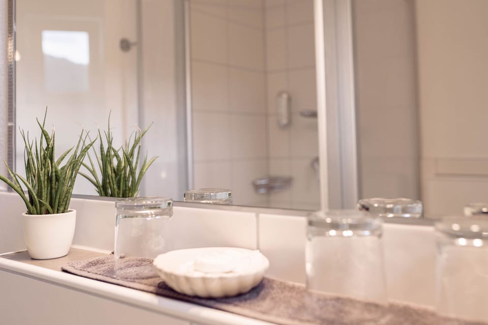 Triple Room, Balcony (Hörnleberg) | Bathroom | Shower, hydromassage showerhead, free toiletries, hair dryer