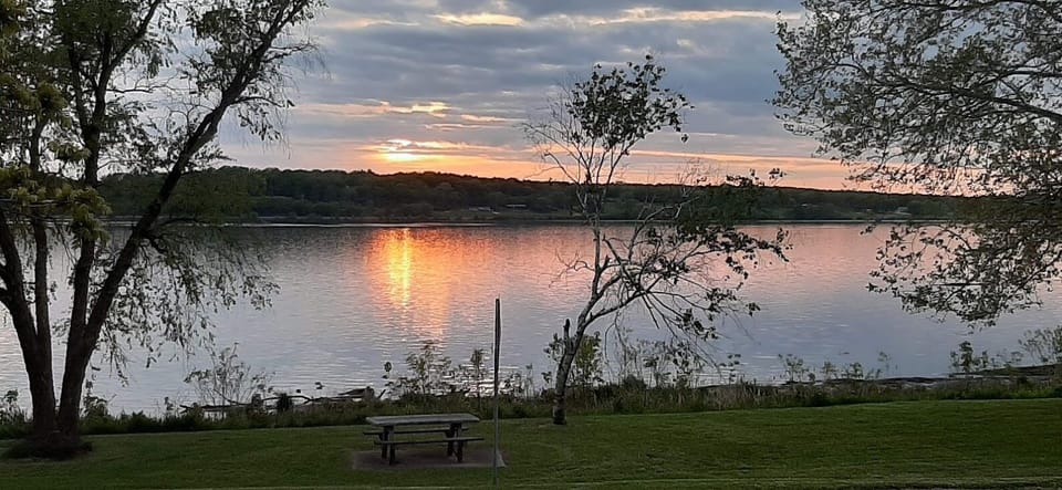 View from the home of the river.  There are picnic tables just across the road. 