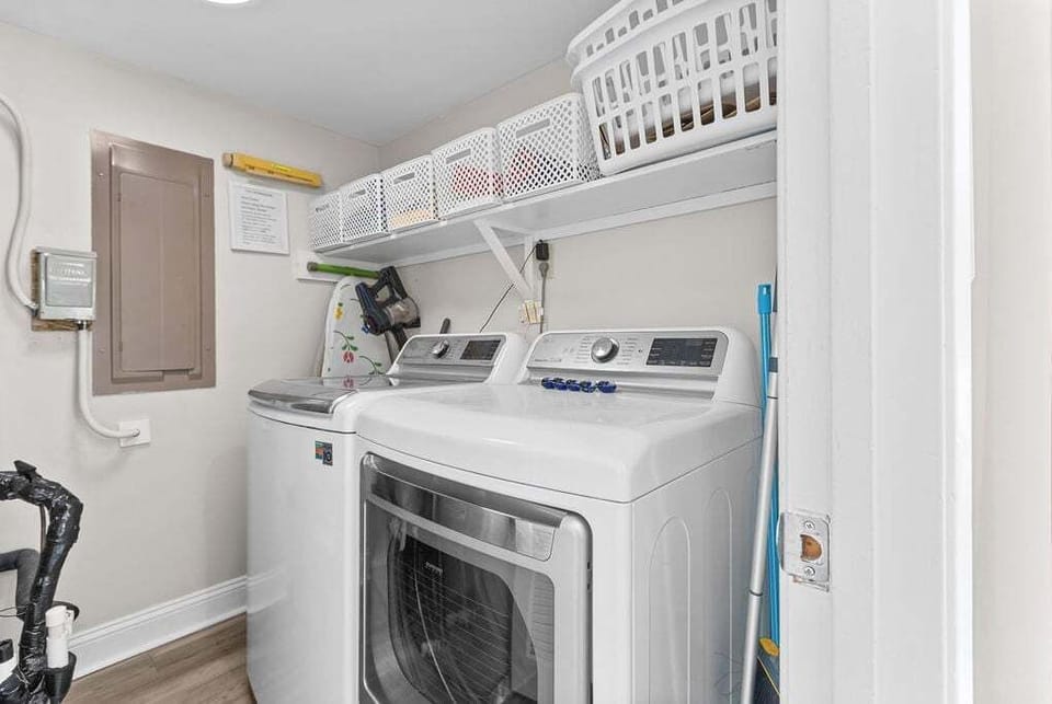 For your convenience a full size washer and dryer.