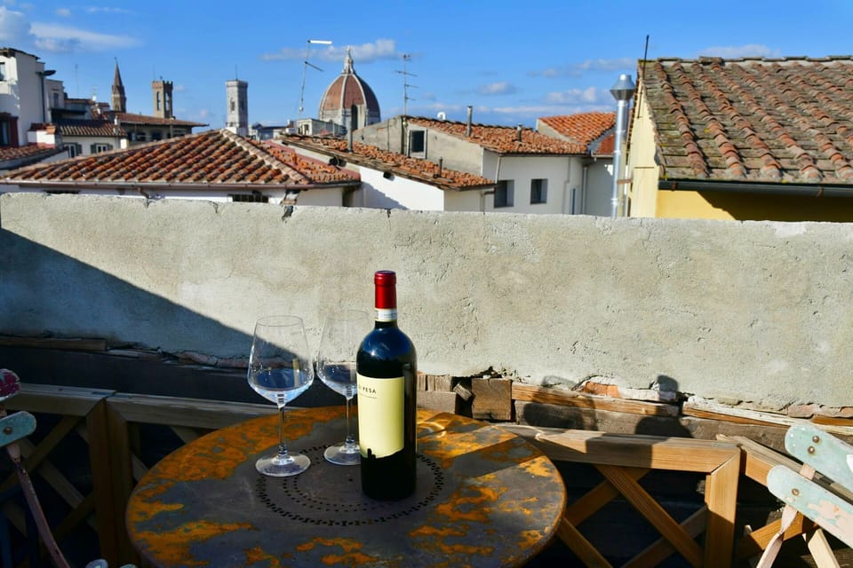Sky, Bottle, Building, Window, Cloud, Table, Wood, Wine, Glass Bottle, House