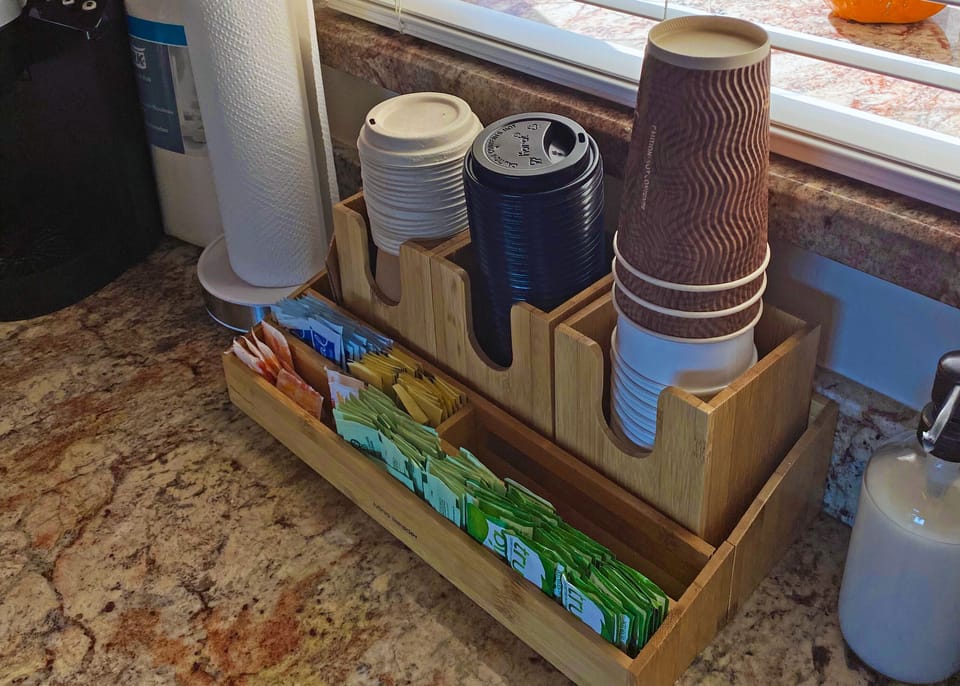 Start your morning with a hot cup of coffee or tea! Everything you need is here!