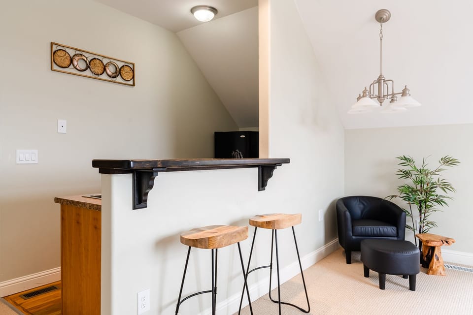 Apartment above the garage has small kitchenette.