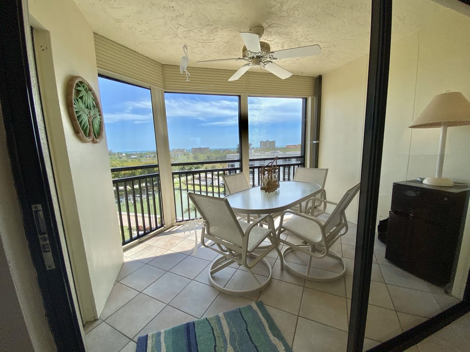 Screened lanai with sunset views of the Gulf of Mexico 
