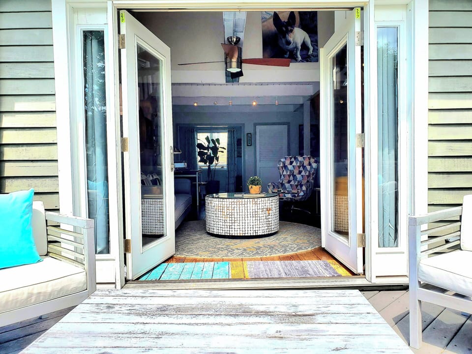 French doors open to the livingroom 