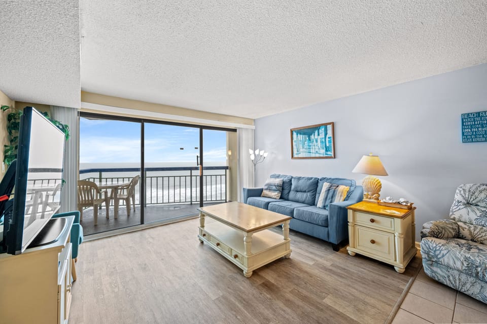 The ocean front living room is fabulous for movie night with the family.