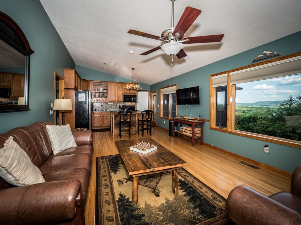 Living room into kitchen