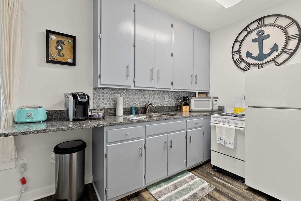 Keurig coffee maker and starting supply of k cups are provided for our guests